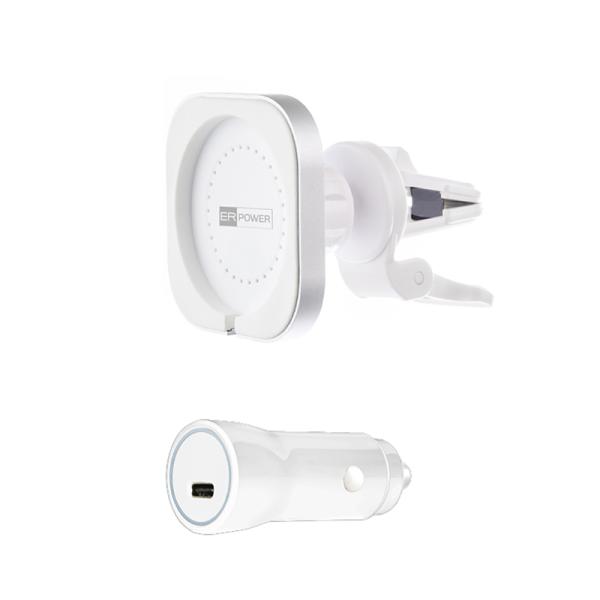 ER POWER CAR VENT MOUNT držiak pre MagSafe nabíjačku + 20W autonabíjačka - biela