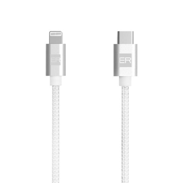 ER POWER kábel USB-C/ Lightning 120cm biely