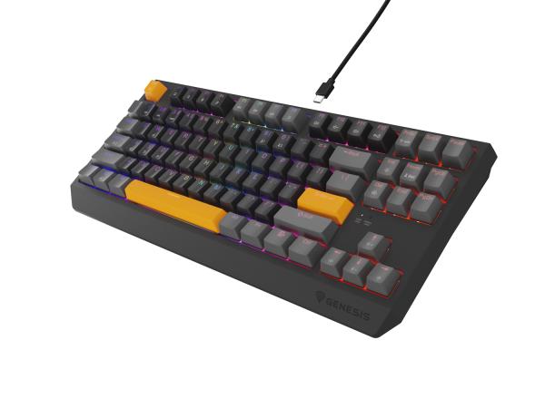 Genesis herní klávesnice THOR 230/ TKL/ RGB/ Outemu Red/ Drátová USB/ US layout/ Anchor Positive Šedá 