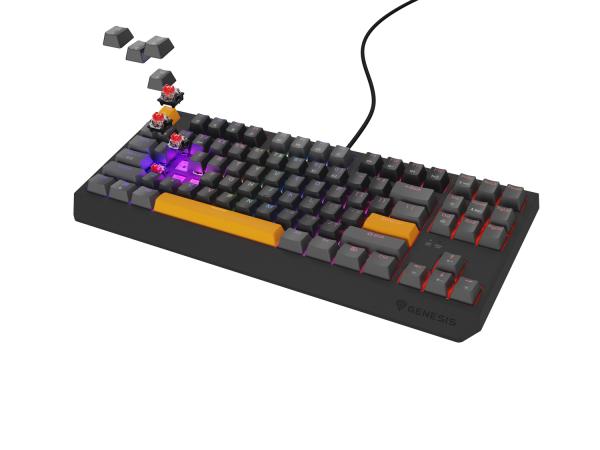 Genesis herní klávesnice THOR 230/ TKL/ RGB/ Outemu Red/ Drátová USB/ US layout/ Anchor Positive Šedá 