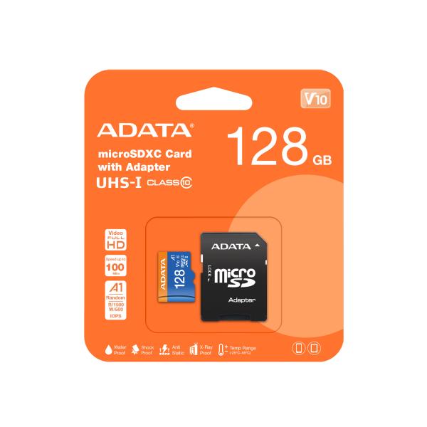 Adata/ micro SDXC/ 128GB/ 100MBps/ UHS-I U1 / Class 10/ + Adaptér 