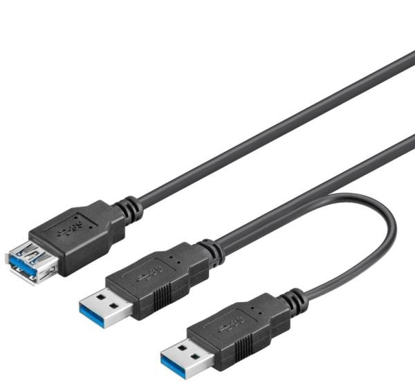 PremiumCord USB Y kábel A/ Male + A/ Male + A/ Female