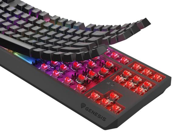 GENESIS herná klávesnica THOR 230/ TKL/ RGB/ Outemu Red/ Bezdrôtová USB + Bluetooth/ US layout/ Čierna 