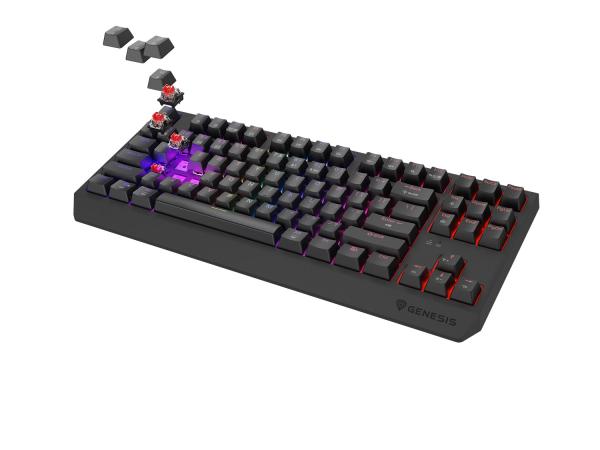 GENESIS herná klávesnica THOR 230/ TKL/ RGB/ Outemu Red/ Bezdrôtová USB + Bluetooth/ US layout/ Čierna 