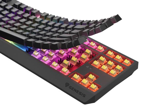 GENESIS herná klávesnica THOR 230/ TKL/ RGB/ Outemu Silent Lemon/ Bezdrôtová USB + Bluetooth/ US layout/ Č 