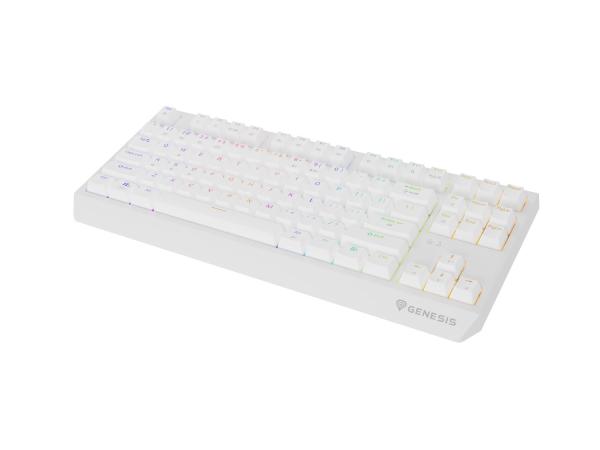 GENESIS herná klávesnica THOR 230/ TKL/ RGB/ Outemu Red/ Bezdrôtová USB + Bluetooth/ US layout/ Biela 