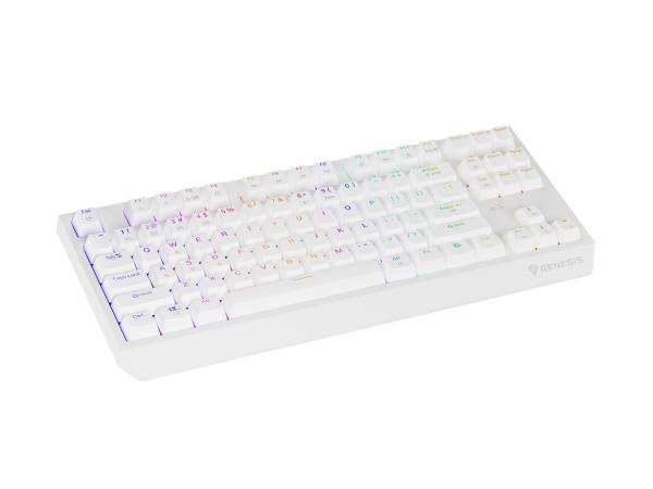 GENESIS herná klávesnica THOR 230/ TKL/ RGB/ Outemu Red/ Bezdrôtová USB + Bluetooth/ US layout/ Biela 
