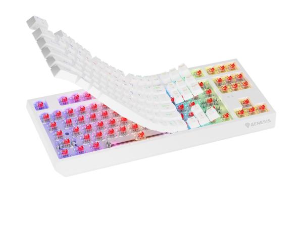 GENESIS herná klávesnica THOR 230/ TKL/ RGB/ Outemu Red/ Bezdrôtová USB + Bluetooth/ US layout/ Biela 