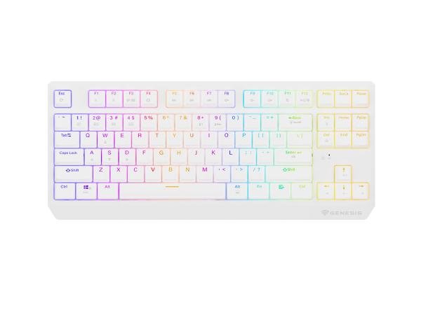 GENESIS herní klávesnice THOR 230/ TKL/ RGB/ Outemu Red/ Bezdrátová USB + Bluetooth/ US layout/ Bílá