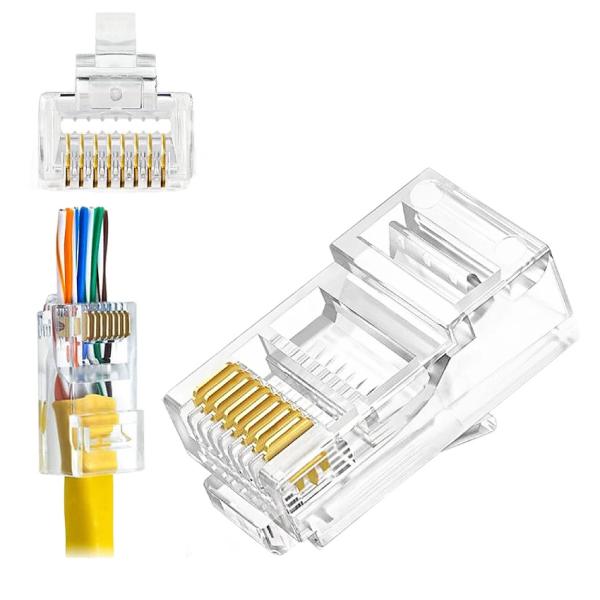 W-Star Konektor UTP RJ45EZ Cat6 1000ks 3U pozlacený 6SLD pass through RJ45EZC6T