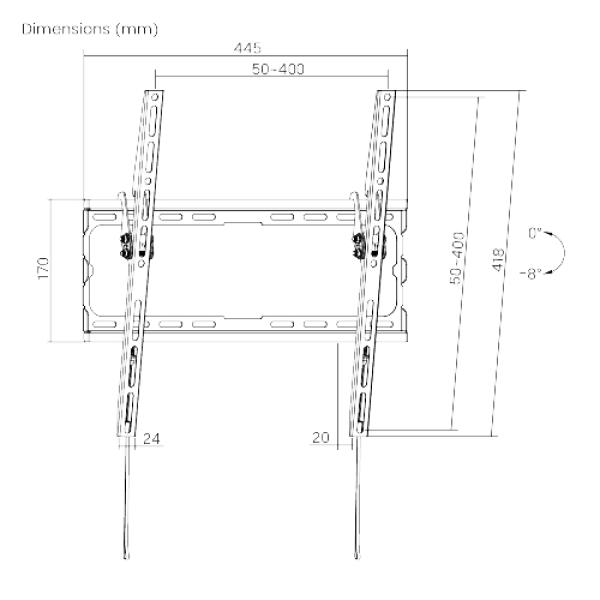 Držiak Brateck KL32-44T pre TV 32"-70" 45kg Slim polohovateľný nástenný 