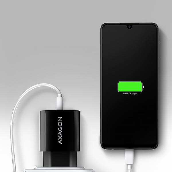 AXAGON ACU-QC18, nabíjačka do siete 18W, 1x port USB-A, QC3.0/ AFC/ Apple, čierna 