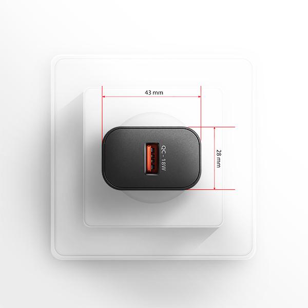 AXAGON ACU-QC18, nabíjačka do siete 18W, 1x port USB-A, QC3.0/ AFC/ Apple, čierna 