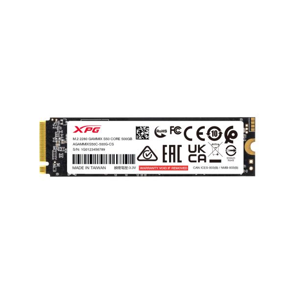 ADATA XPG GAMMIX S50 CORE/ 500GB/ SSD/ M.2 NVMe/ Čierna/ Heatsink/ 3R 