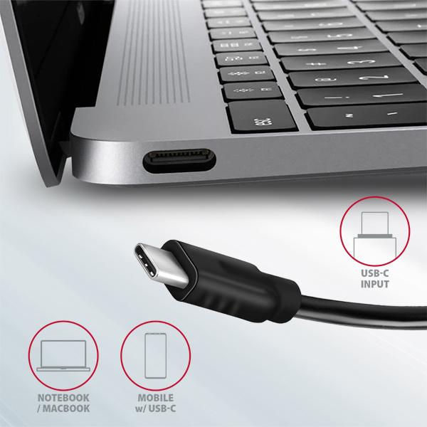 AXAGON HMC-5G2, USB 10Gbps hub, porty 2x USB-A, 2x USB-C, HDMI 4k/ 60, PD 100W, kábel USB-C 13cm 
