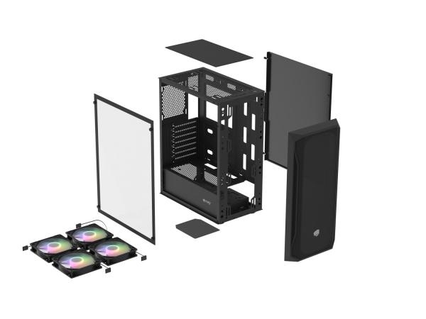 PC skriňa Fury SHOBO/ Midi Tower/ Transpar./ Čierna 