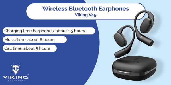 Bezdrôtové Bluetooth slúchadlá Viking V49/ BT/ Bezdrôt/ Čierna 