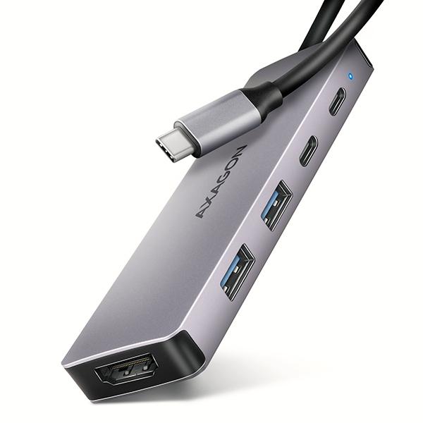 AXAGON HMC-5H60, USB 5Gbps hub, porty 2x USB-A, 1x USB-C, HDMI 4k/ 60, PD 100W, kábel USB-C 15cm
