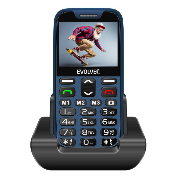 EVOLVEO EasyPhone XR, mobilný telefón pre seniorov s nabíjacím stojanom, modrá 