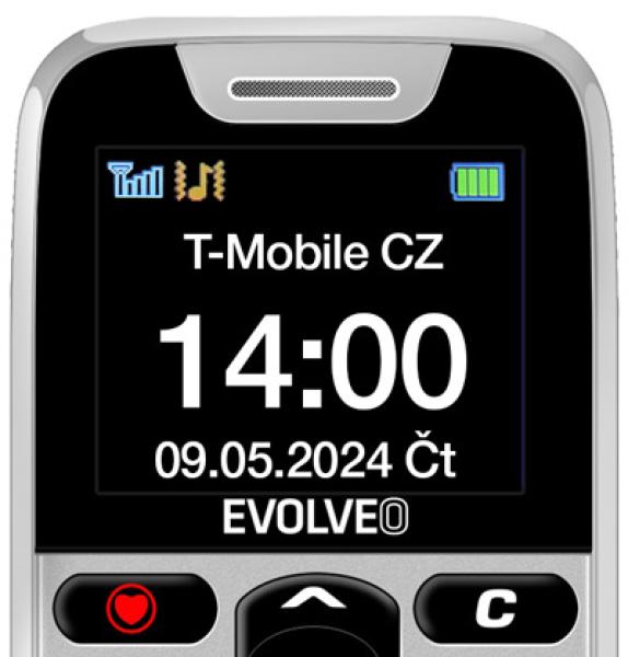 EVOLVEO EasyPhone, mobilný telefón pre seniorov s nabíjacím stojanom, biela 