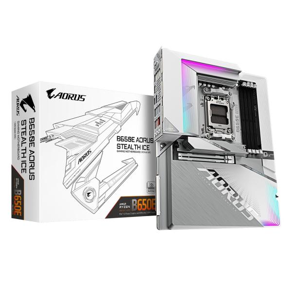 GIGABYTE MB Sc AM5 B650E AORUS STEALTH ICE,  AMD B650,  4xDDR5,  2x HDMI,  1xUSB-C,  WI-FI,  E-ATX 