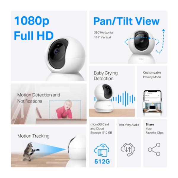 Tapo C200C Pan/ Tilt Home Security Wi-Fi Camera 
