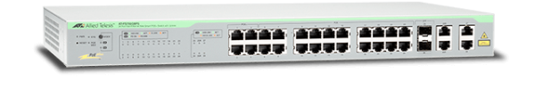 Allied Telesis 24xFE smart+2xGb+2SFP PoE switch AT-FS750/ 28PS