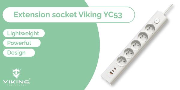 Predlžovacia zásuvka Viking YC53, biela 
