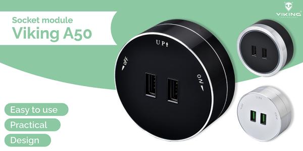 Zásuvkový modul Viking A50S, strieborná 