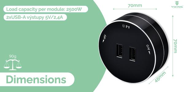 Zásuvkový modul Viking A50S, strieborná 
