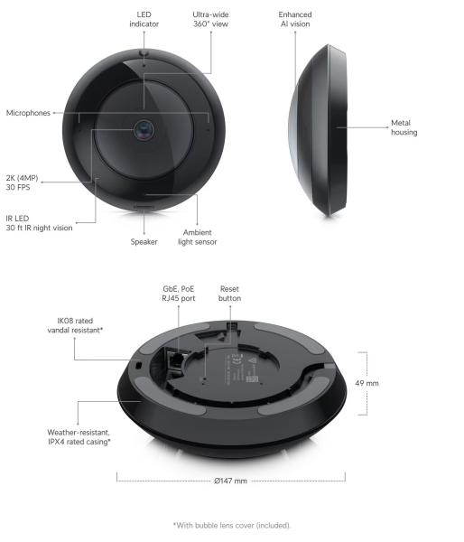 Ubiquiti UVC-AI-360, UniFi Protect AI 360, čierna 