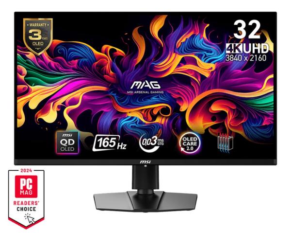 MSI MAG/ 321UP QD-OLED/ 31, 5"/ QD-OLED/ 4K UHD/ 165Hz/ 0, 03ms/ Black/ 3R