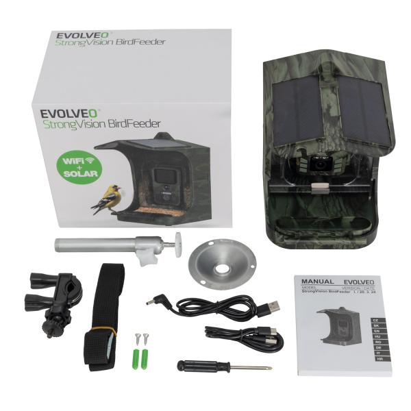 EVOLVEO StrongVision BirdFeeder - Chytré krmítko pre vtáky s kamerou a solárnym panelom 