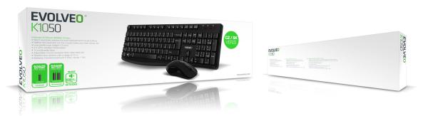 EVOLVEO K1050, tichý set bezdr. klávesnice a 