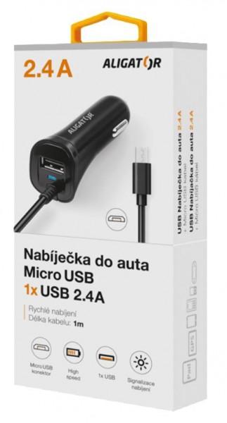 Aligator nab. do auta 2xUSB výstupem 2, 4A, černá 