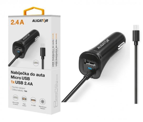 Aligator nab. do auta 2xUSB výstupem 2, 4A, černá 