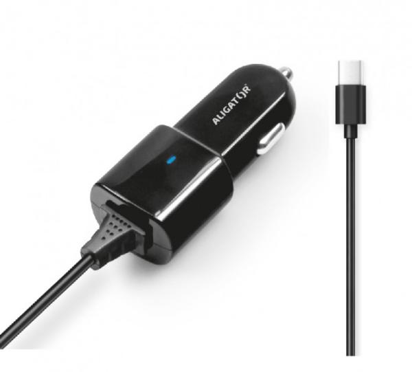 Aligátor nab. do auta USB-C s USB TCH 2, 4A čierna