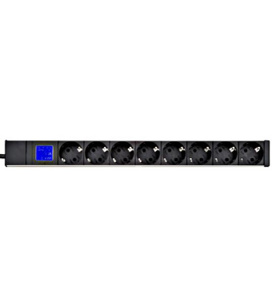 PDU IT METER, integr.merení, 8x Schuko, Al , 19", 1U, RAL 7035 