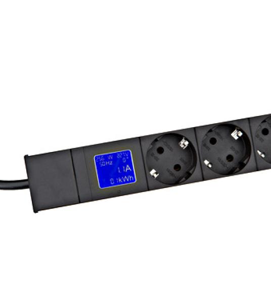 PDU IT METER, integr.merení, 8x Schuko, Al , 19", 1U, RAL 7035 