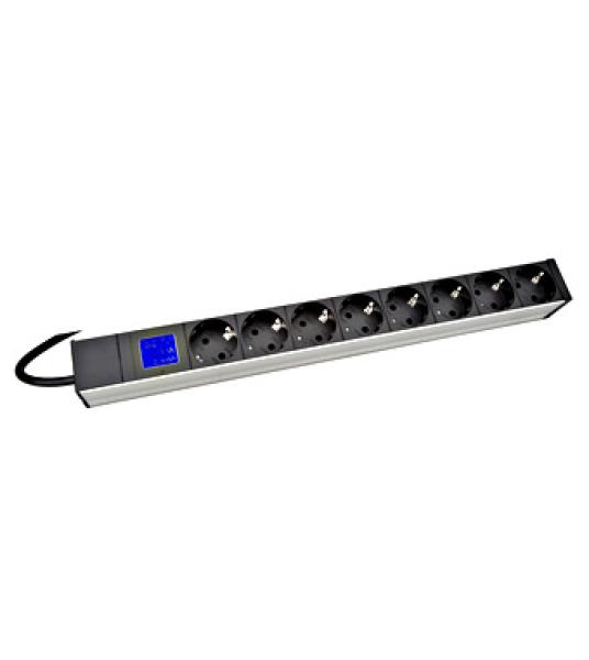 PDU IT METER, integr.merení, 8x Schuko, Al , 19", 1U, RAL 7035