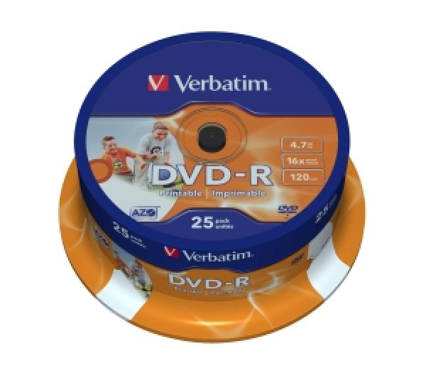 VERBATIM DVD-R(25-Pack)Spindl/ Printable/ 16x/ 4.7GB