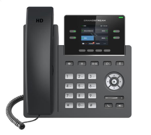 Grandstream GRP2612, 2.4" TFT bar. displej, 2 SIP účty, 4 prog. hr., 16 BLF hr., dual port 10/ 100 Mb