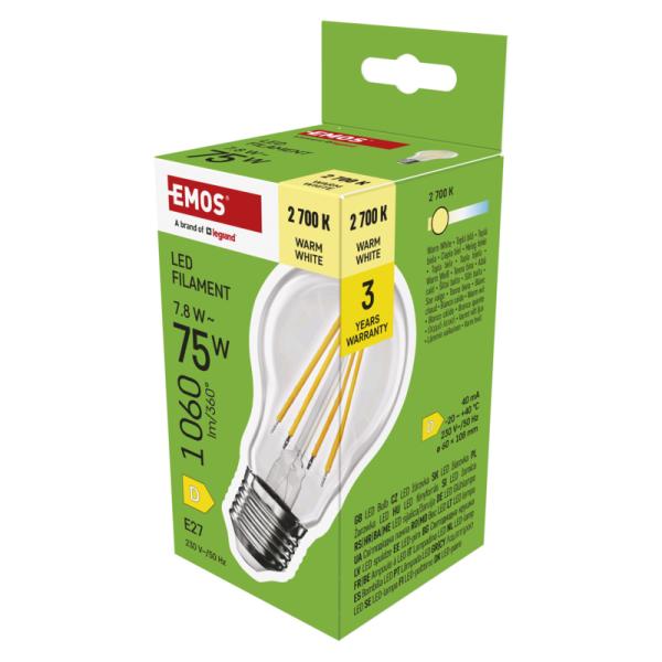EMOS LED FLM A60 7, 8 W (75 W) 1 060lm E27 WW