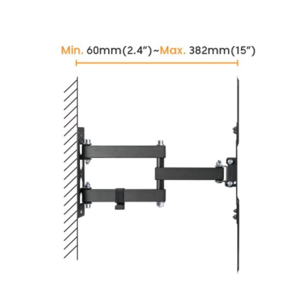 Výsuvný držiak Brateck LPA68-443 pre TV 23"-55" 30kg polohovateľný nástenný 