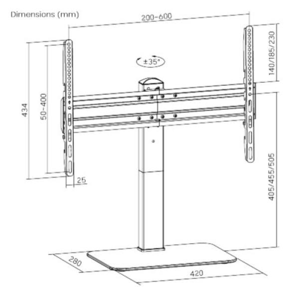 Univerzálny stojan Brateck LDT03-23L pre TV 37"-70"otočný stolný 