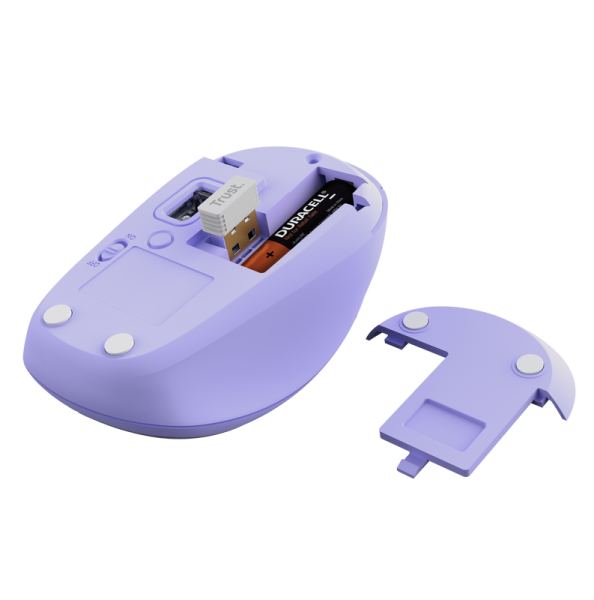 TRUST Yvi+ Multi-Device/ Kancelárska/ Optická/ 1 600 DPI/ USB+BT/ Fialová 
