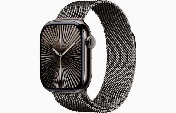 Apple Watch Series 10 GPS + Cellular 42mm Slate Titanium Case with Slate Milanese Loop