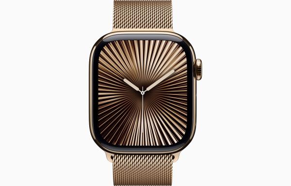 Apple Watch Series 10 GPS + Cellular 42mm Gold Titanium Case with Gold Milanese Loop 