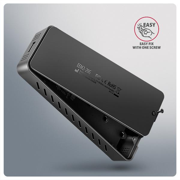 AXAGON EEM2-20G, USB-C 20Gbps - M.2 NVMe SSD kovový ARMORED box 