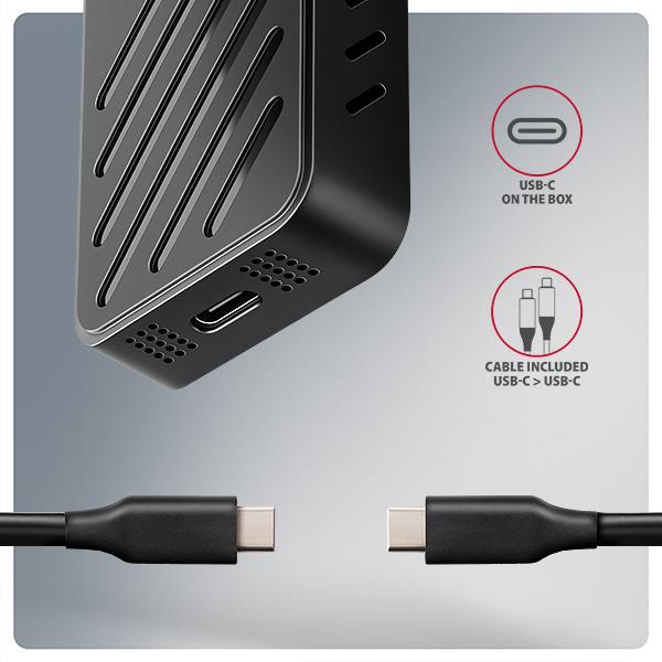 AXAGON EEM2-20G, USB-C 20Gbps - M.2 NVMe SSD kovový ARMORED box 